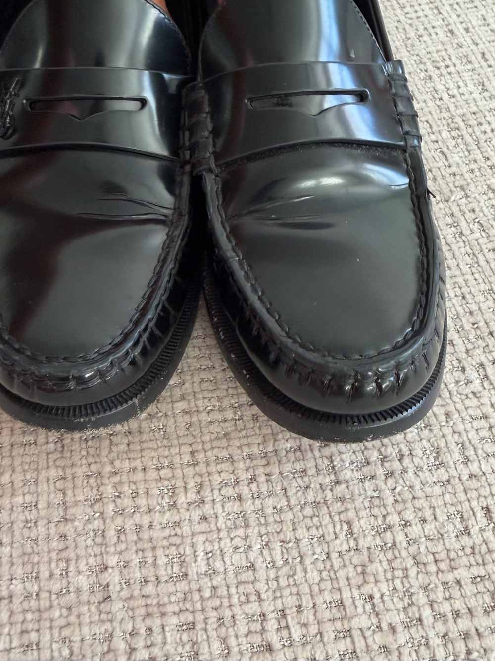 Saint Laurent YSL Black Glossy Penny Loafers - Picture 5 of 10